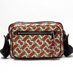 Burberry crossbody shoulder bag leather orange Beige Tan white silver